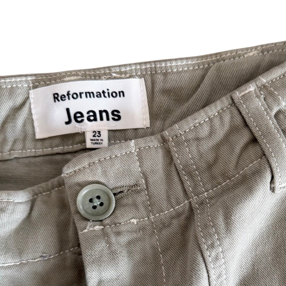 Reformation Jeans Sage Green Carpenter Cargo Pants High Rise Straight Women's 23 - Picture 3 of 8